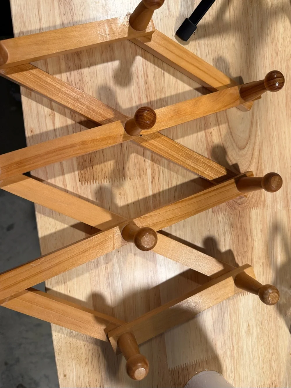 Wooden Expandable Peg Rack - Natural Light Wood